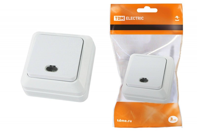 выключ 1-клав ОП Ладога 10А с\инд бел 1801-0009