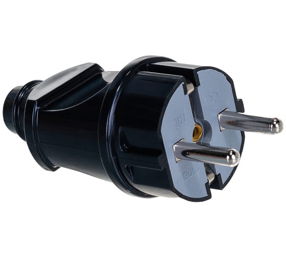 Вилка 16А сс заземлением А1010 черная Юниверсал 162110