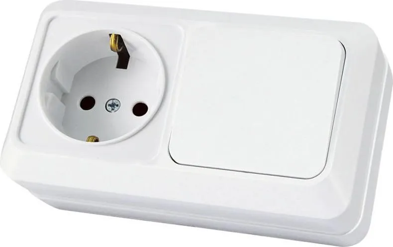 Блок 1 ОП 1кл-выключатель+розетка 1гнездо с заземлением 16А Ладога 212453