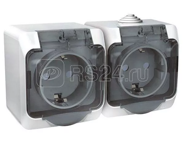 розетка 2 ОП с\заз 16А верт сер з\ш Аллегро211746