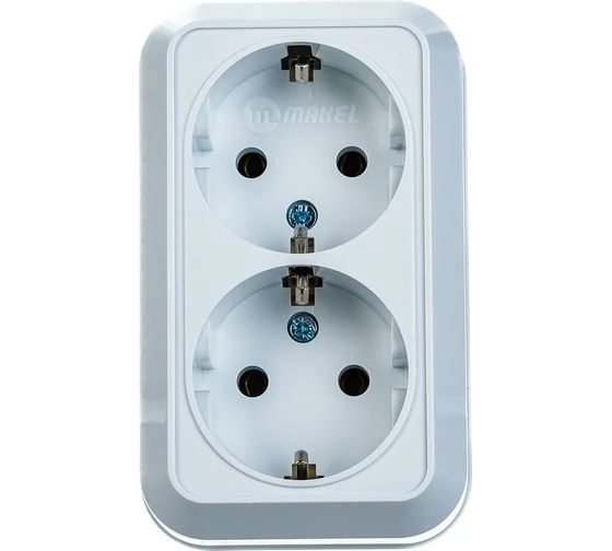розетка 2 ОП с\заз 16А Makel бел 45182
