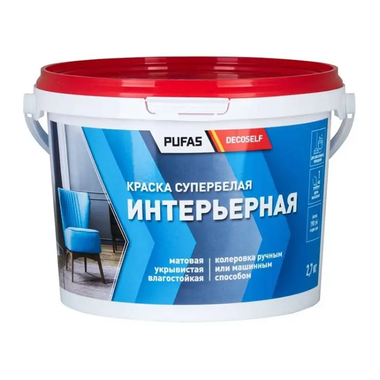 краска Пуфас Decoself интер\белая 2.7кг