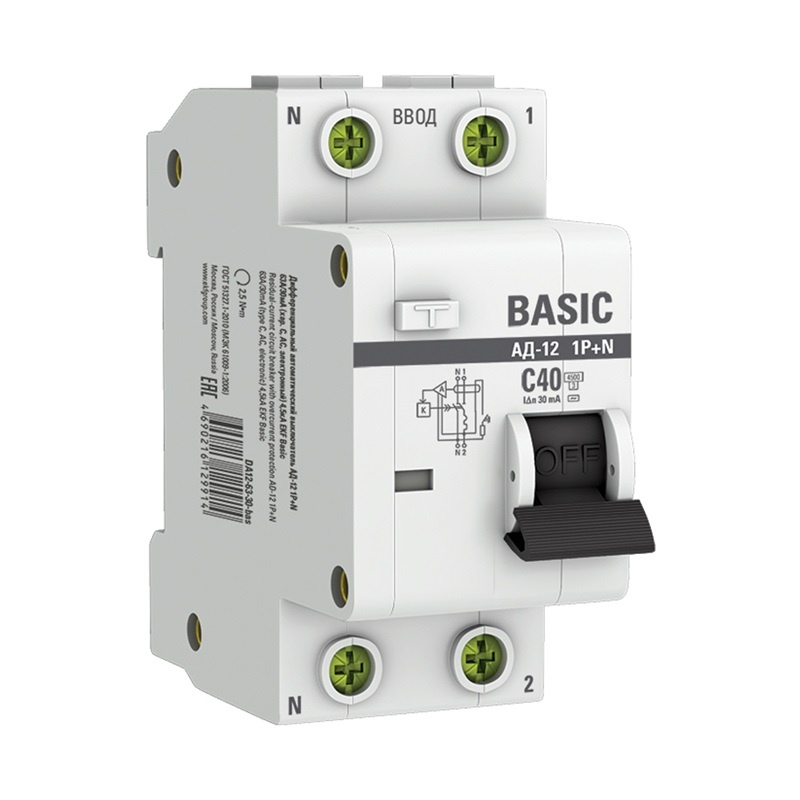 Автомат-дифферент АВДТ АД-12 40А 30мА ЕКФ 216949