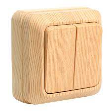 Выключатель 2-клавиши Ладога 10А сосна 1801-0044