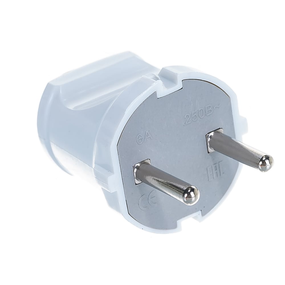 Вилка 6А без заземления белая UNIVersal А113 