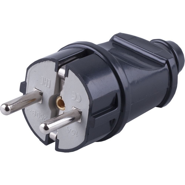 вилка 16А с\заз пл прямая пласт STEKKER 32852