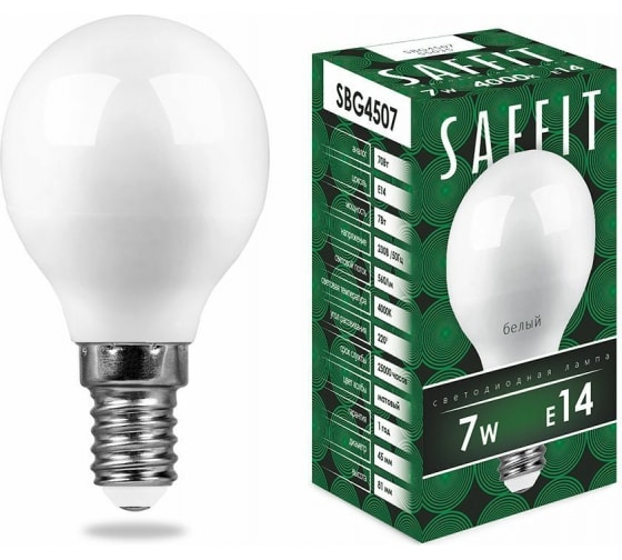 Лампа светодиодная Е14 7Вт холодный свет Saffit 55035