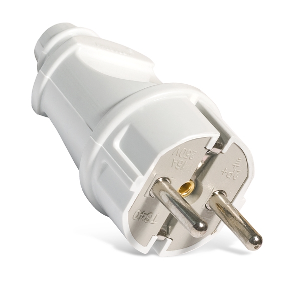 Вилка 16А с заземлением А101 белая UNIVersal