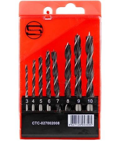 Набор сверл по дереву 3-10мм (8шт) Strong СTC-027002