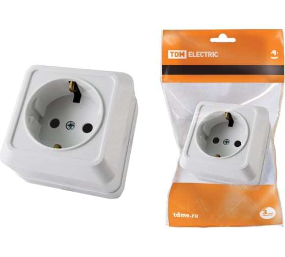 Розетка 2 ОП с заземлением Ладога белая