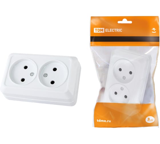 Розетка 2 ОП без заземления Ладога 10А бел 1801-0017