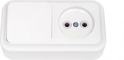 Блок клавиша выключателя с розеткой Пралеска бел