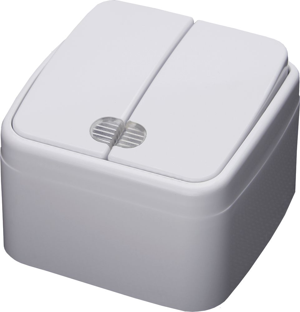 Выключатель 2-клавиши STEKKER Basic белый с подсветкой