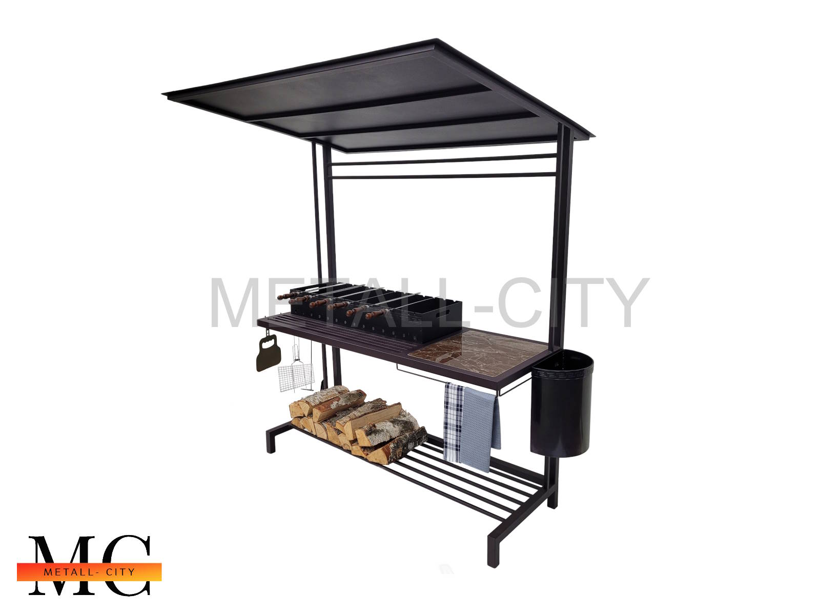 МАНГАЛ 42/3+Т7 Лофт с полкой1.65*0.85*0.62 