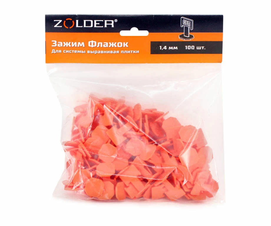 Зажим Флажок 1.4мм 100шт для выравнивания плитки Zolder