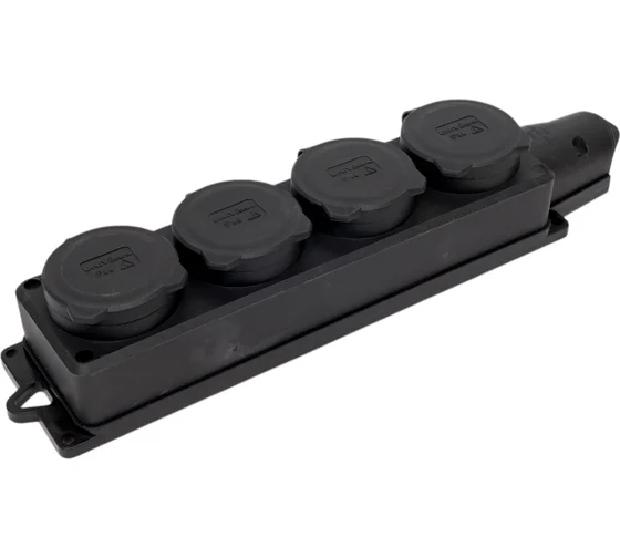 розетка 4 ОП с\заглуш черная Юниверсал 197477