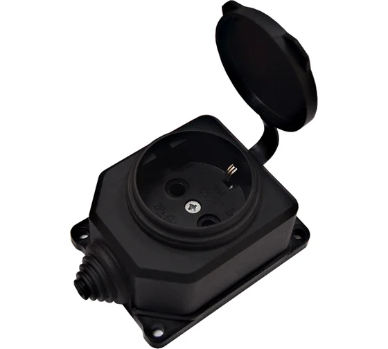 розетка 1 ОП с\заглуш черная Юниверсал 159272