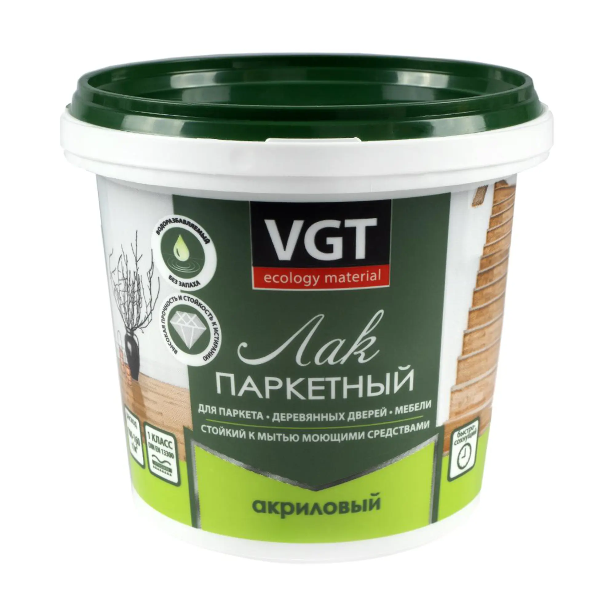 Лак паркетный ВГТ  0.9л глянцевый бесцветный