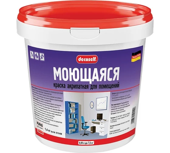 краска Пуфас Decoself моющ\мороз белая 1.4кг