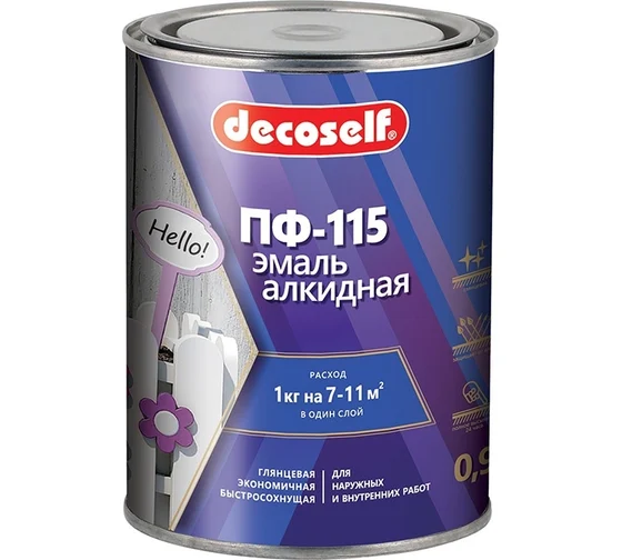 Эмаль ПФ115 0.9 Пуфас Decoself белая