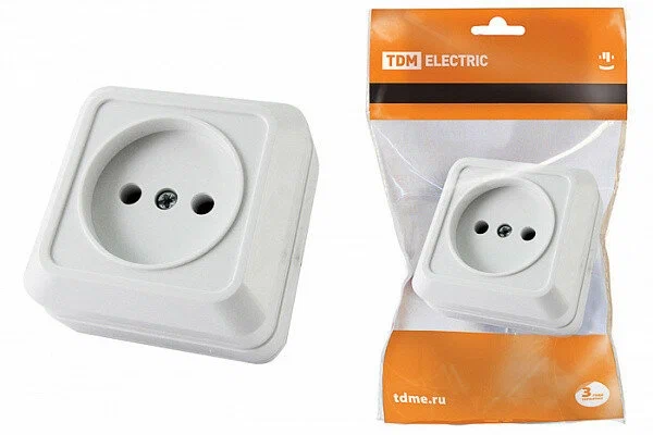 Розетка 1 ОП без заземления Ладога 10А белая 1801-0013