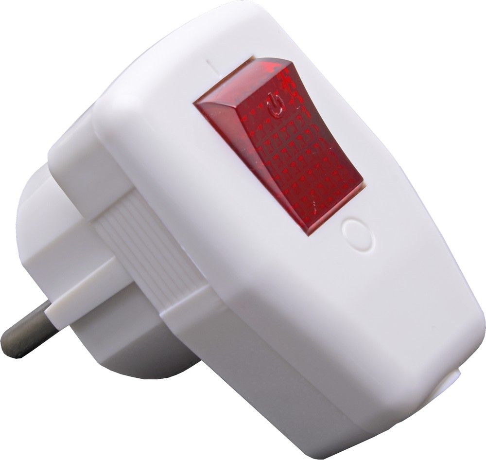 Вилка 16А с заземлением угловая с выключателем STEKKER