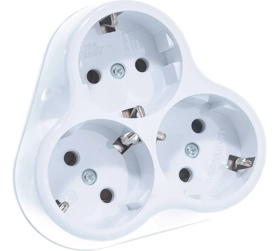 тройник-развет 3гн 16А круг АК303 Юнивер 162118