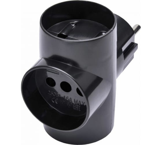 Тройник-разветвитель STEKKER с заземлением ADP10-15-20 39001