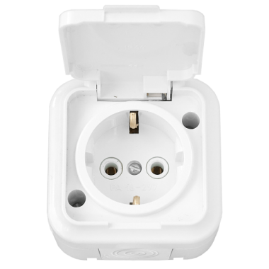 Розетка 1 ОП с заземлением с крышкой Пралеска РА16-297 