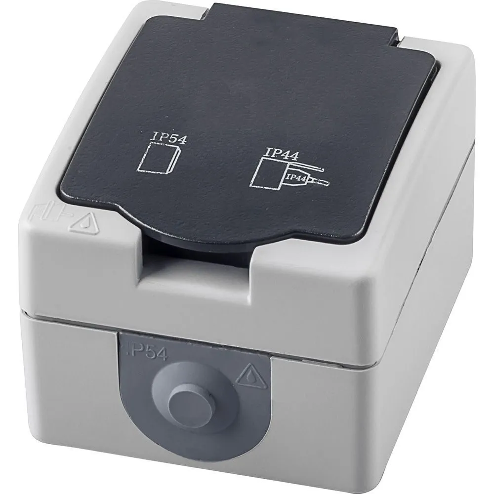 Розетка 1 ОП с заземлением с крышкой STEKKER PST16-11-54