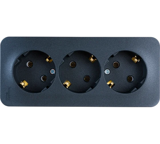 розетка 3 ОП с\заз Бланка 16А антрацит 010316