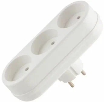 Тройник-разветвитель Токер 3гн без заземления 6А белый 27935