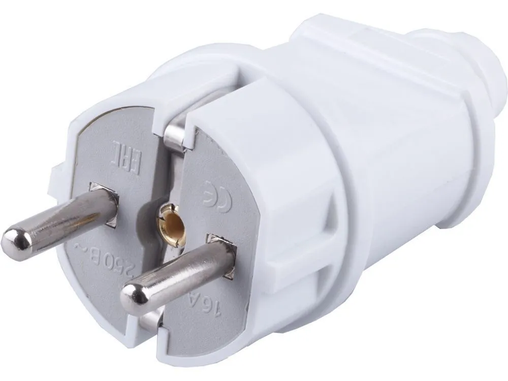 Вилка 16А с заземлением ПВХ STEKKER