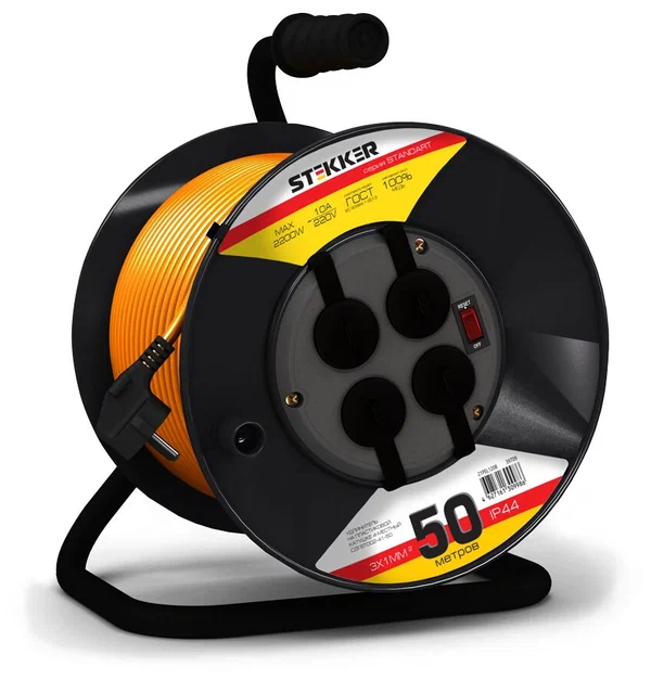 Удлинитель 50м на катушке Stekker STD02-41-50