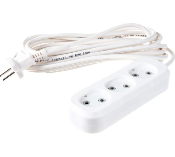 Удлинитель 5метров 3 гнезда на каркасе ПВС 2*0.75 Универсал