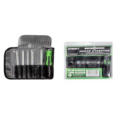 Набор отверток комбинированный с регулировкой 11 предметов Креост 7140096