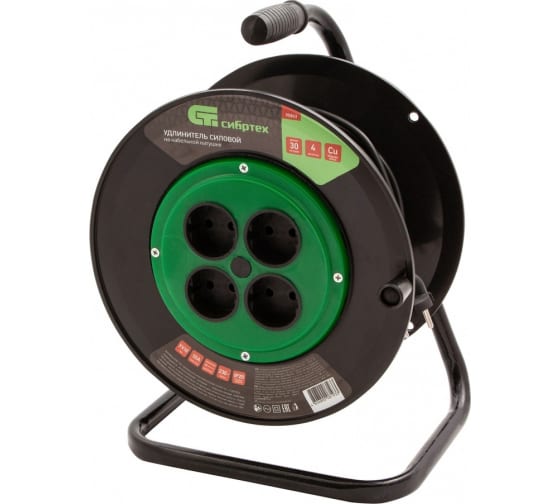 Удлинитель 30метров 4розетки на катушке ПВС Сибртех 95843