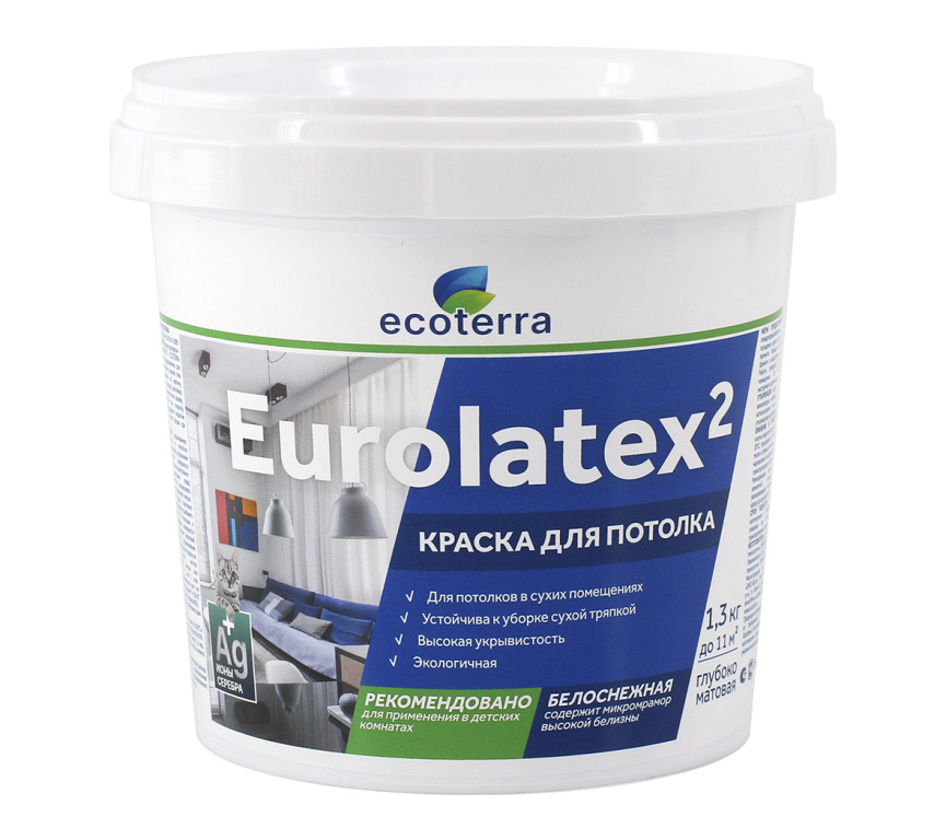 Краска ВД-АК-2180 1.3кг д\потолков белоснежная