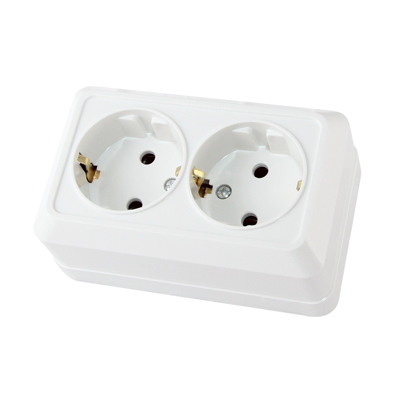 Розетка 2 ОП с заглушкой Ладога 10А белая 1801-0019