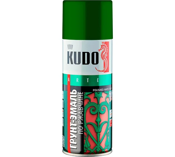 грунт-эмаль аэроз п\рж Кудо 520мл Зеленая