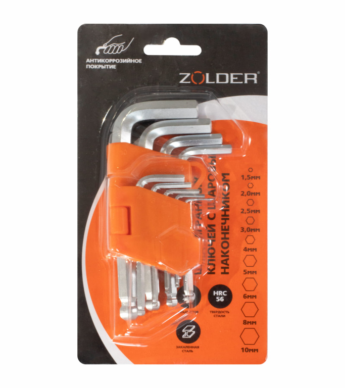 Набор ключей шестигранных 1.5-10мм Золдер 1220115