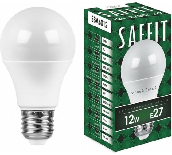 Лампа светодиодная Е27 12Вт теплый свет Saffit 55007 