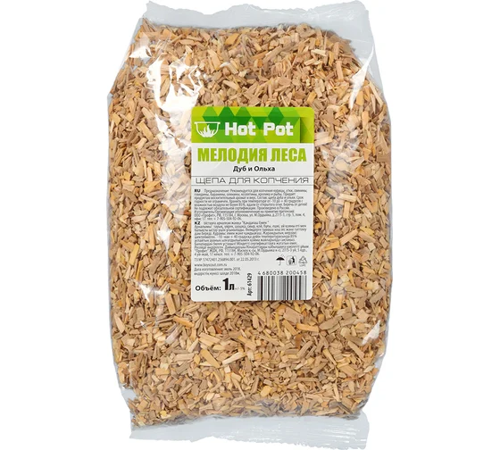 Щепа для копчения Дуб+Ольха 1.0л Мелодия Леса 61429
