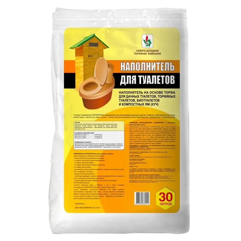 наполнитель д\туал торфяной 30л СЗТК ДС